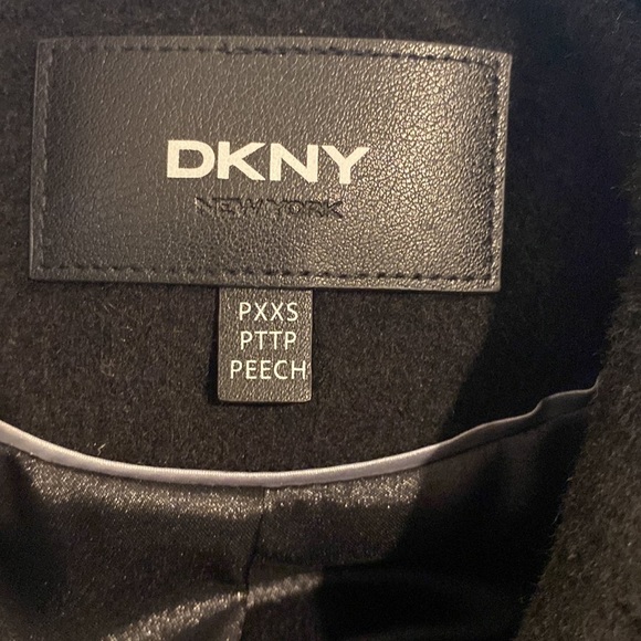 DKNY Petite Wool Blend Black Pea Coat - Picture 5 of 7